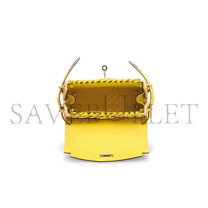 H**mes master jaune de naples swift leather & osier mini picnic kelly with palladium hardware (20*14*8cm)